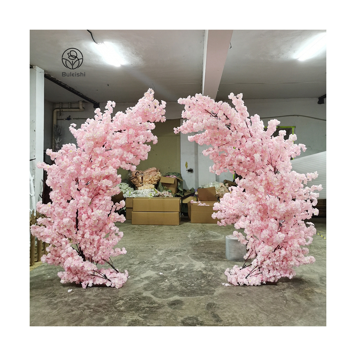 Pink Flower Tree Light Pink Peachy Moon Shape Cherry Blossom Arch Tree Wedding Gender Reveal