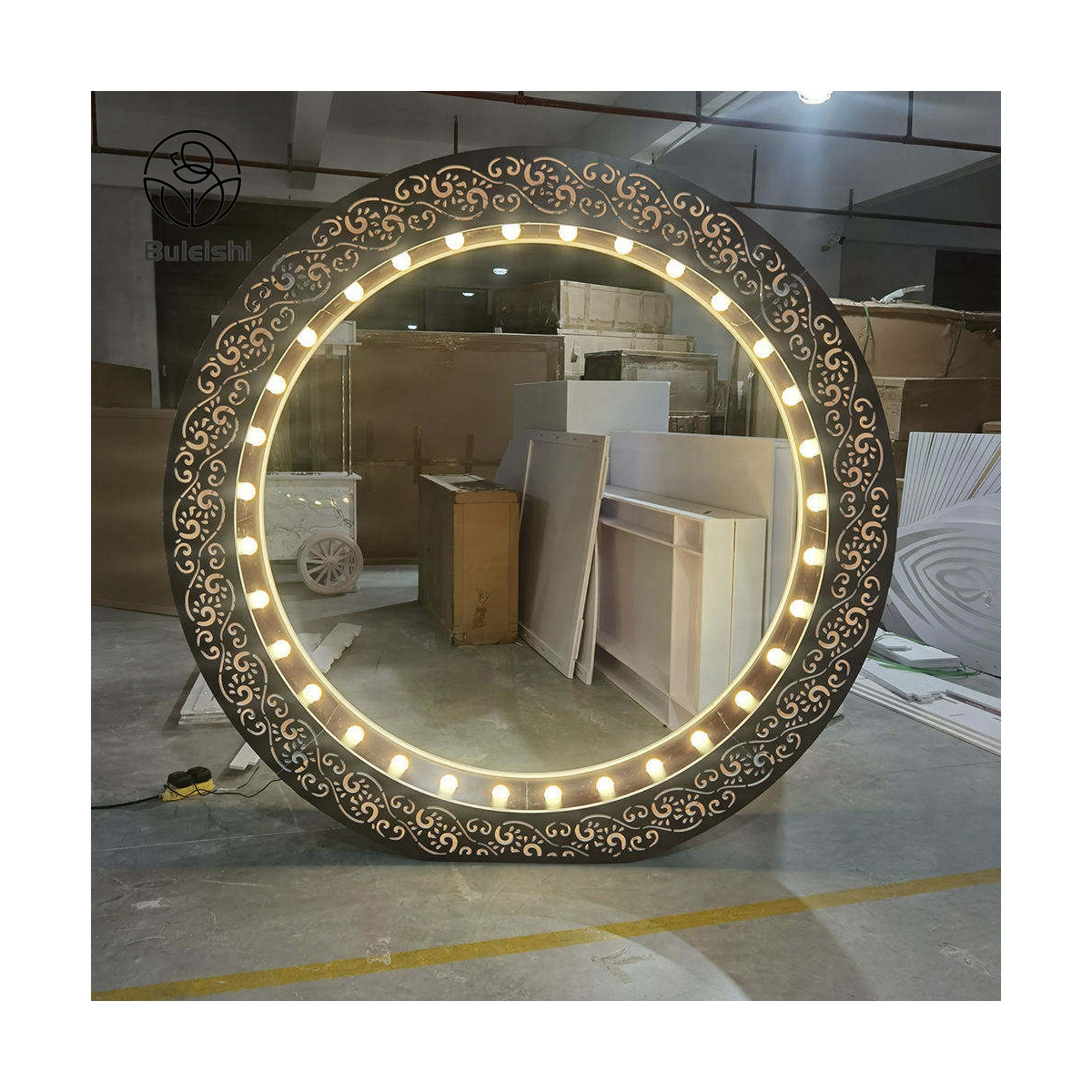 LED Wedding Acrylic Backdrop Lighted Inscribed Round Background Arch For Party Event Decoration