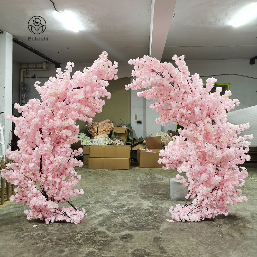 Purple Artificial Plants Cherry Blossoms Tree Faux Flower Arch Backdrop Decor Wedding Decoration