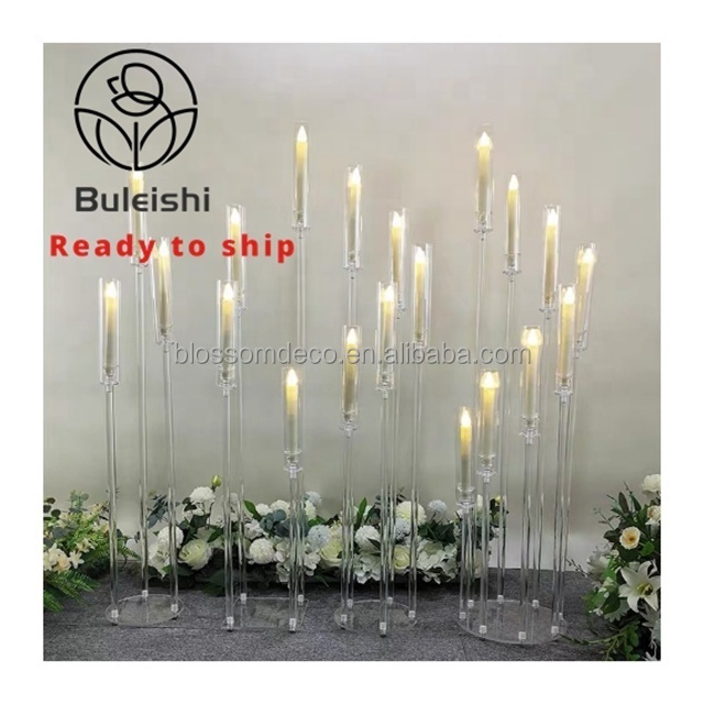 5 Arms Acrylic Candelabra Centerpiece for Wedding Party Decoration Supplies Led Candle Holder