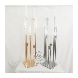 Candle Holder 8 arms 10 Arms Gold Metal Glass Tall Silver Candlestick Wedding Decoration Centerpieces Candelabra Candle Holder