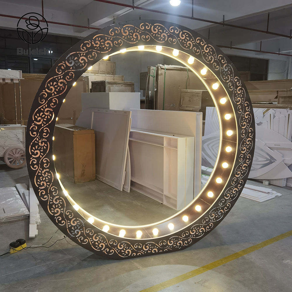 LED Wedding Acrylic Backdrop Lighted Inscribed Round Background Arch For Party Event Decoration