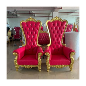 King Queen Throne Chair Red Elegance Regal Throne Chairs for Wedding Party Event Birthday