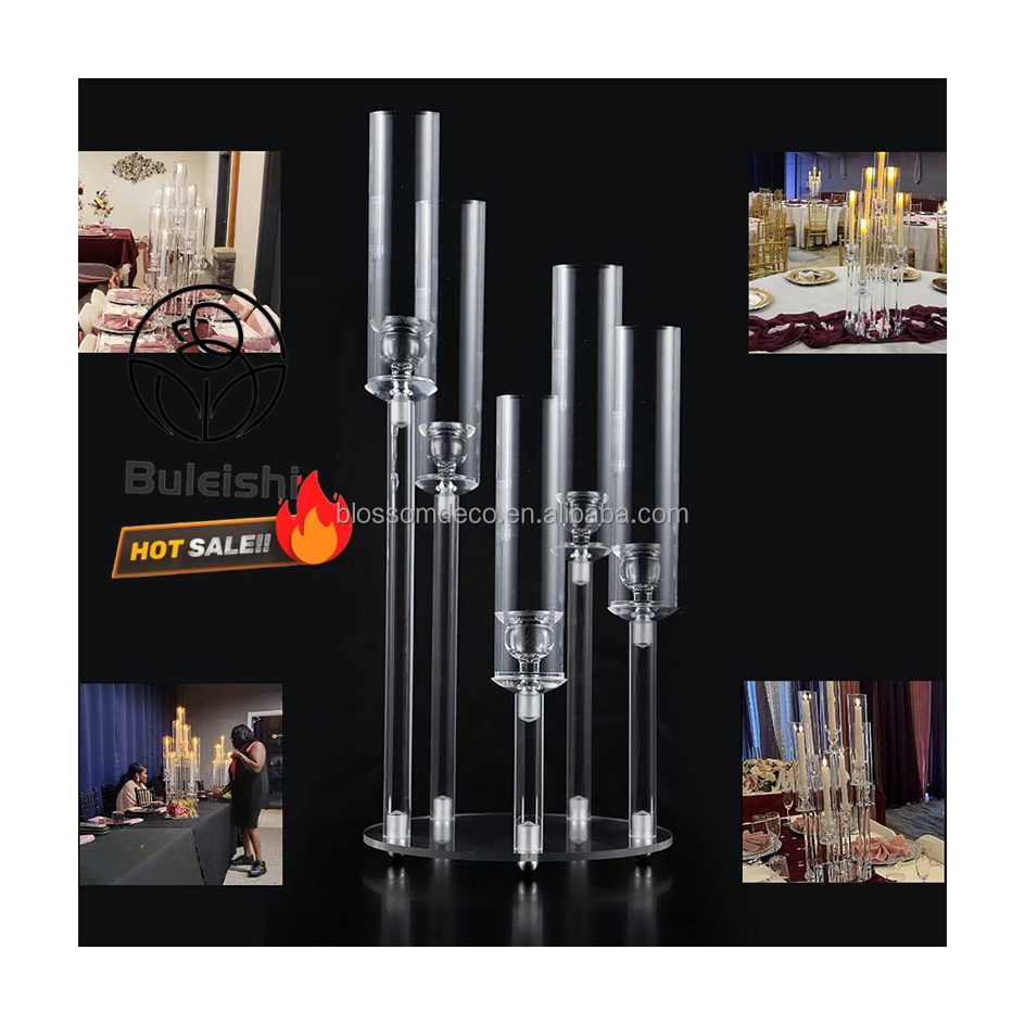 5 Arms Acrylic Candelabra Centerpiece for Wedding Party Decoration Supplies Led Candle Holder