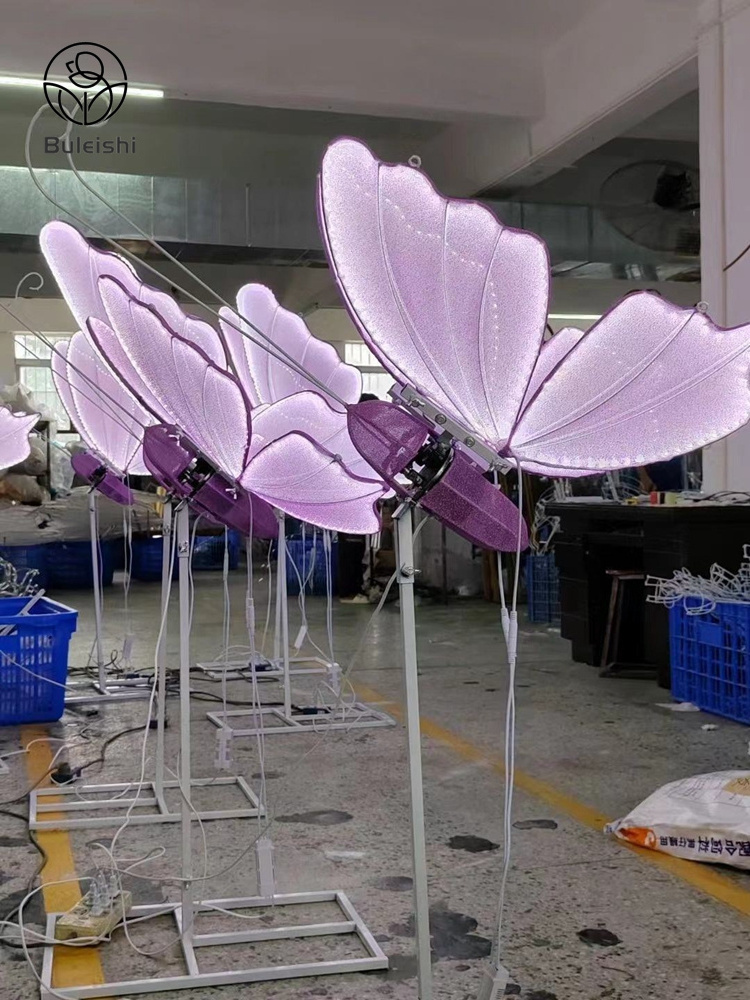 Wedding Supplies Purple Pink Large LED Butterfly Decorations Lighted Lamp Giant Moving Butterflies