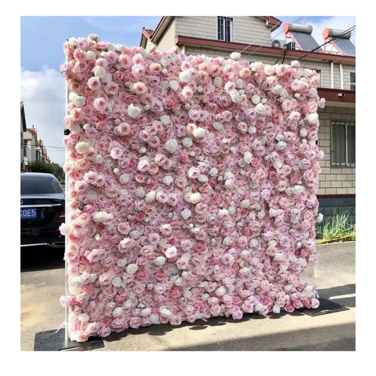 artificial pink hydrangea rose wall silk flower wall backdrop wedding artificial wall for decoration panel