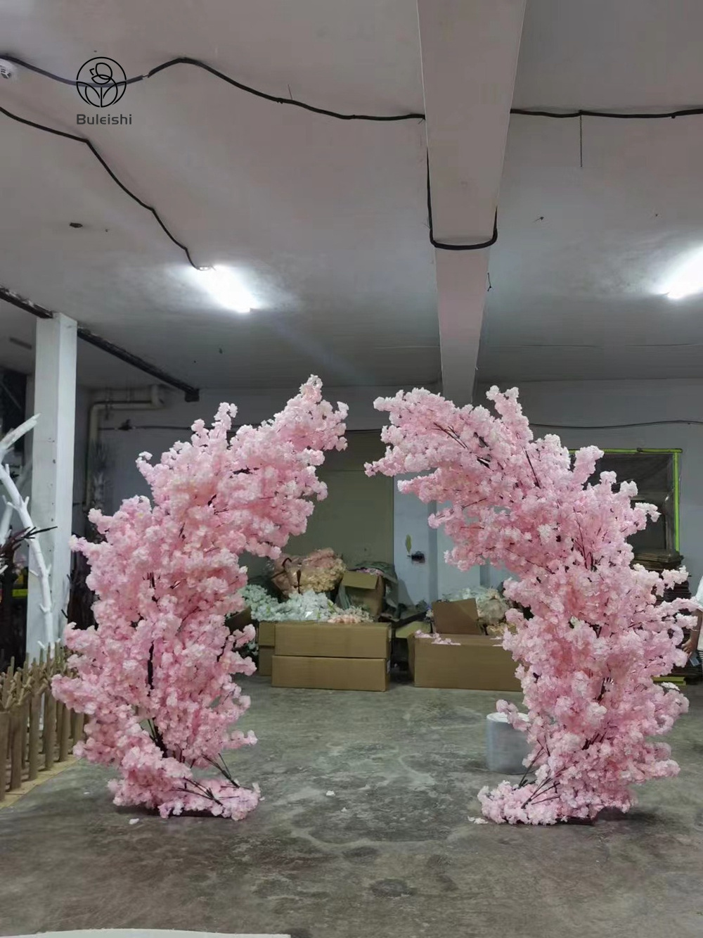 Pink Flower Tree Light Pink Peachy Moon Shape Cherry Blossom Arch Tree Wedding Gender Reveal