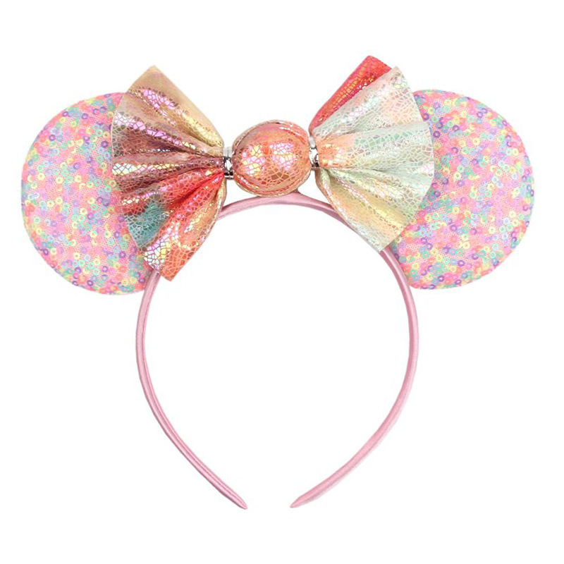 New Children's Hair Accessories Candy Bow Cartoon Mouse Ears Headband Sequins Mickey Hair band