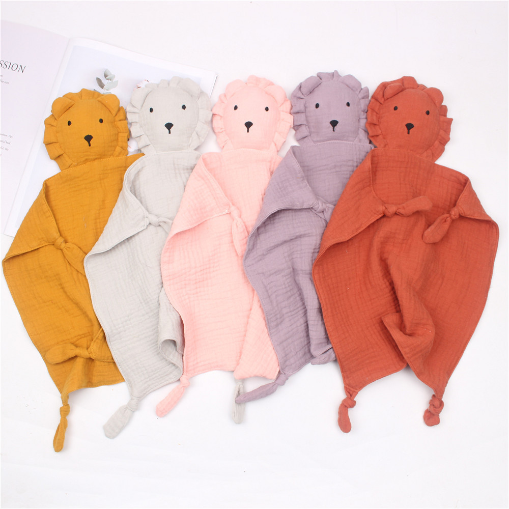 Wholesale Cute Cartoon Animal Soft Muslin Cotton Gauze Infant Sleeping Comforter Toy Rabbit Bunny Baby Security Blanket