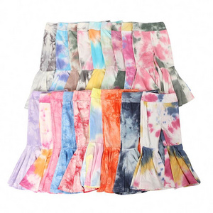 Wholesale Latest Design Children Trousers Flared Pants Kids Baby Girls Tie Dye Bell Bottoms