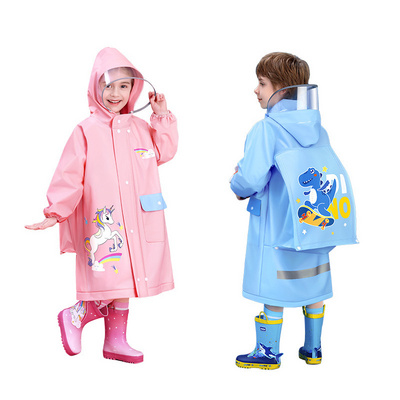 Waterproof Children Kids Raincoats Rain Jacket Cartoon Unicorn Dinosaur Toddler Rain Wear Baby Boys Girls Hooded Raincoat Poncho