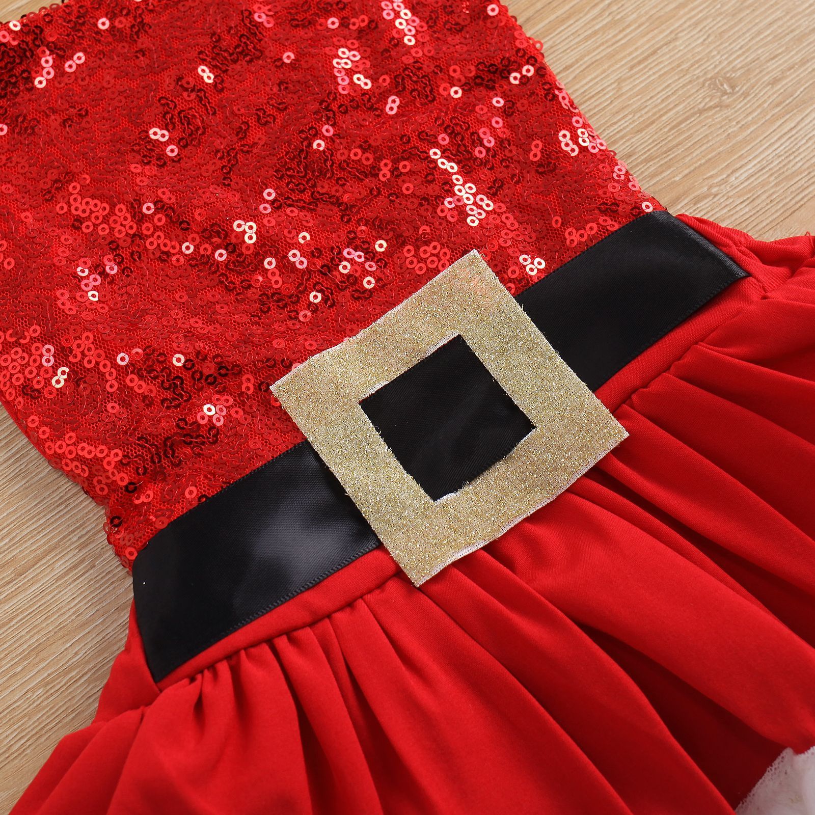 New Kids Belt Pattern Faux Fur Backless Baby Girl Tulle Tutu Skirt Dress Romper Christmas Santa Baby Sequin Halter Bubble Romper