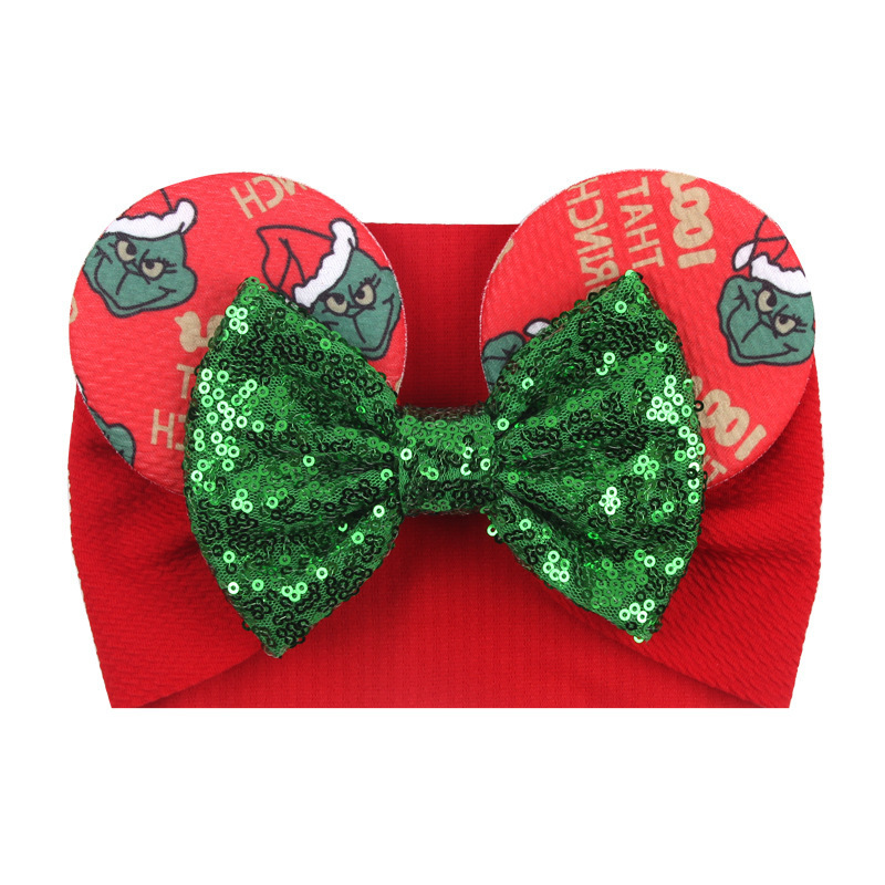 Mouse Ears Baby Headband Headwrap DIY Hair Accessories Girls Mickey sequin bow Christmas Headband