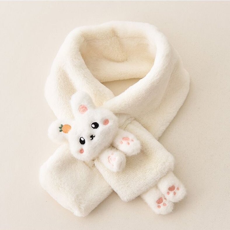 Cute Cartoon Rabbit Faux Fur Kids Neckerchief Warm Scarves Shawl Winter Thick Plush Children Baby Girls Scarfs