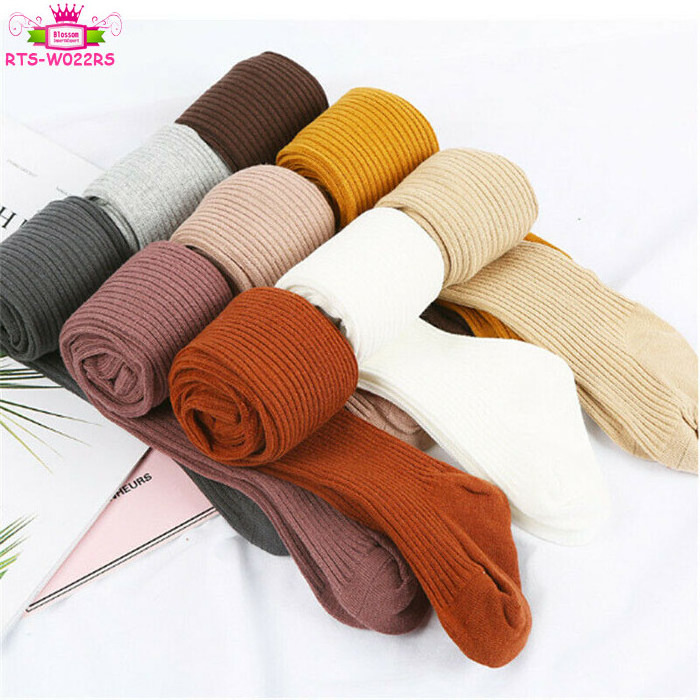 Infant Toddler Baby Seamless Knit Ribbed Cotton Tights Footed Leggings Fall Pantyhose Stockings for 0-6T Girl