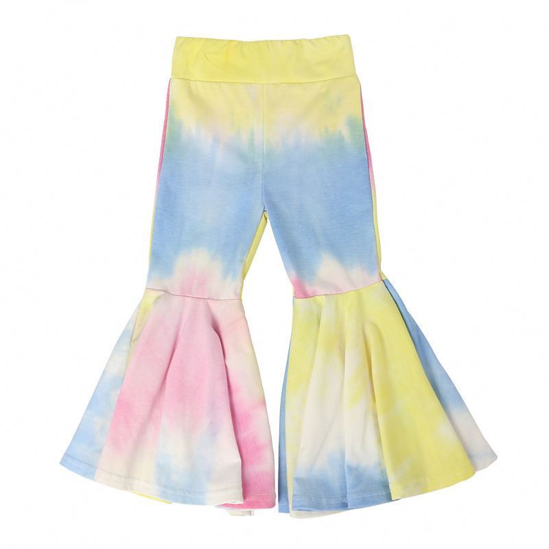 Wholesale Latest Design Children Trousers Flared Pants Kids Baby Girls Tie Dye Bell Bottoms