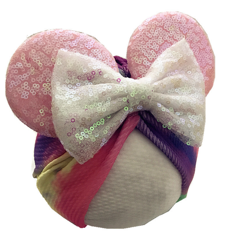 Wholesale polka dot Mouse Baby Hat Indian girl Turban sequin bowknot baby Cartoon Mickey Heart Christmas Checker Hat