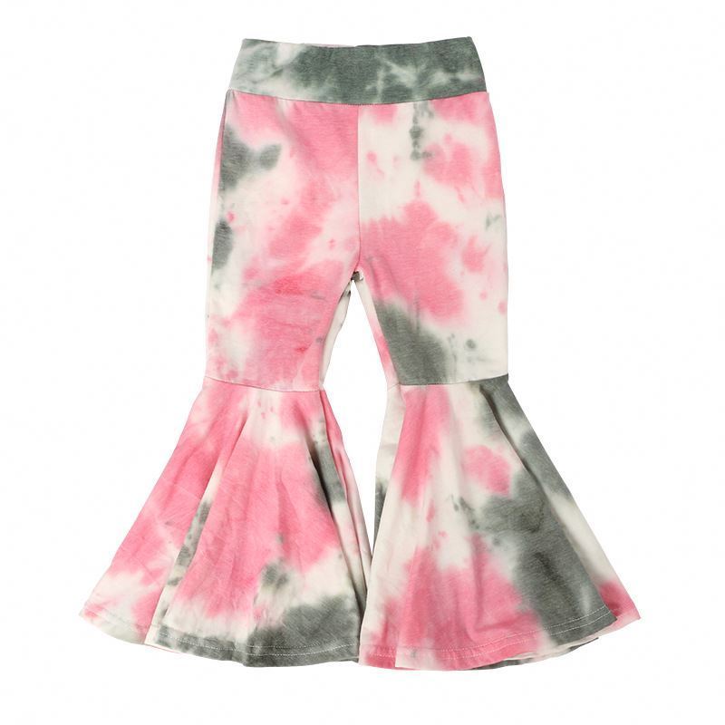 Wholesale Latest Design Children Trousers Flared Pants Kids Baby Girls Tie Dye Bell Bottoms