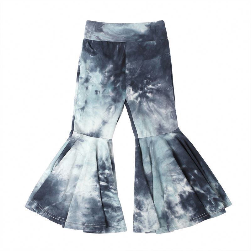 Wholesale Latest Design Children Trousers Flared Pants Kids Baby Girls Tie Dye Bell Bottoms