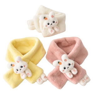 Cute Cartoon Rabbit Faux Fur Kids Neckerchief Warm Scarves Shawl Winter Thick Plush Children Baby Girls Scarfs