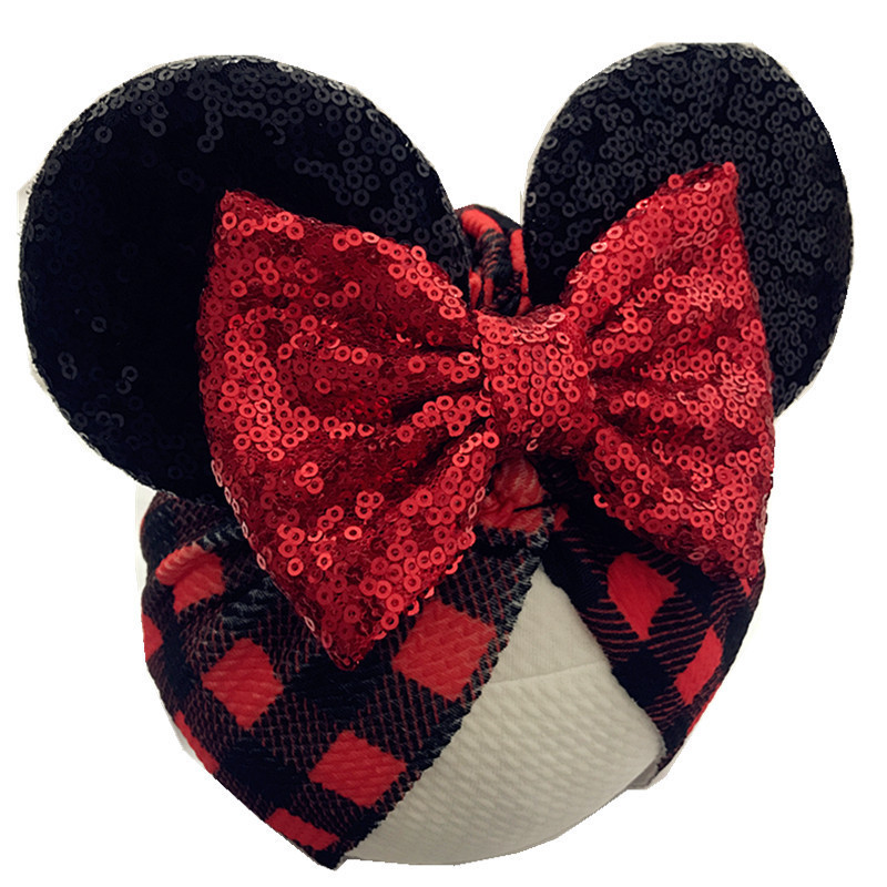 Wholesale polka dot Mouse Baby Hat Indian girl Turban sequin bowknot baby Cartoon Mickey Heart Christmas Checker Hat