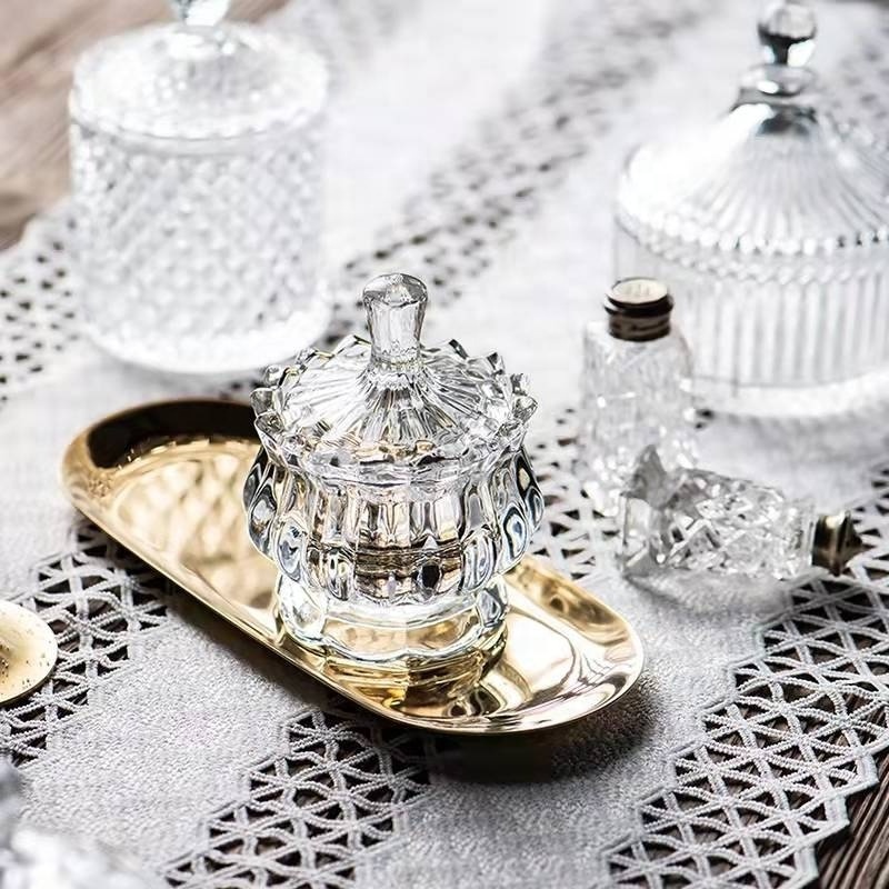 Home Decoration Glass Jewellery Container Empty Crown Shape Candle Jar