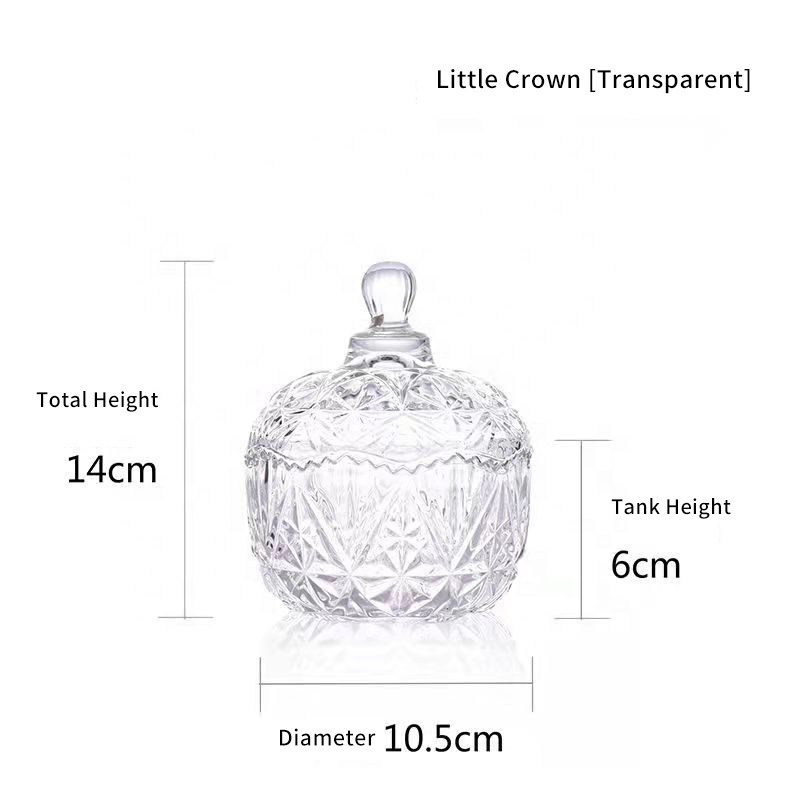 Home Decoration Glass Jewellery Container Empty Crown Shape Candle Jar