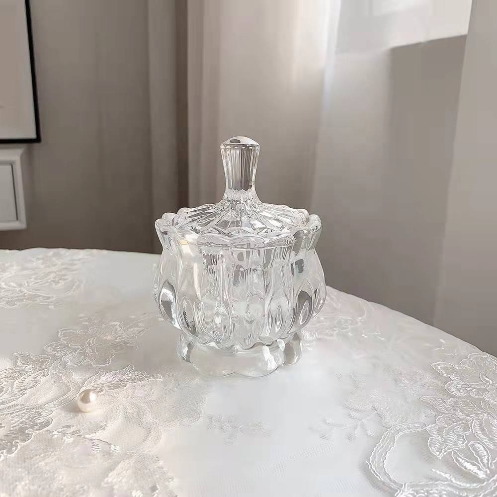 Home Decoration Glass Jewellery Container Empty Crown Shape Candle Jar