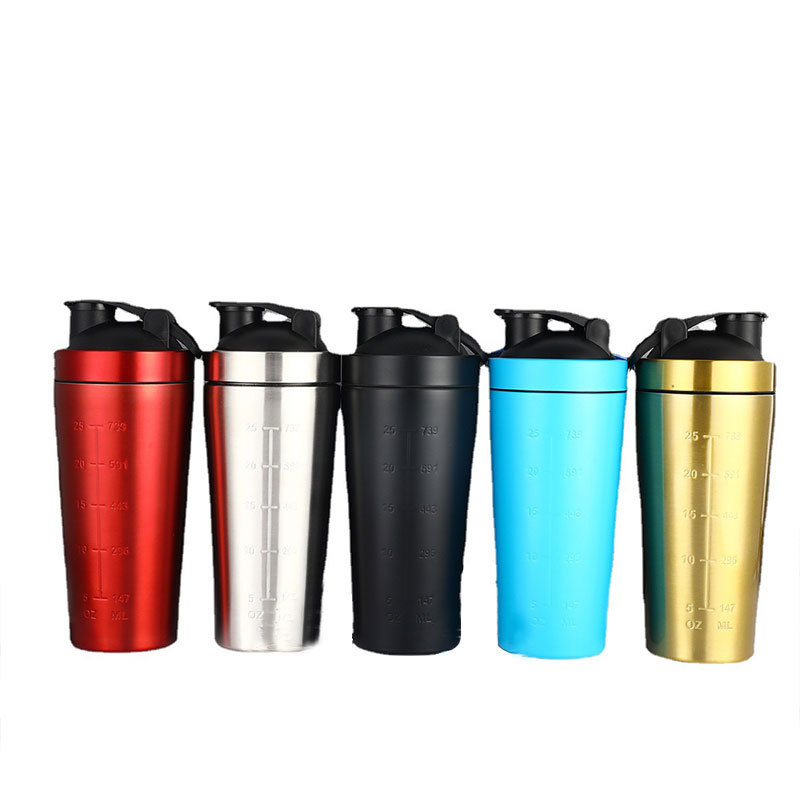 304 stainless steel sports custom logo big capacity metal gym shaker bottle with ball cup