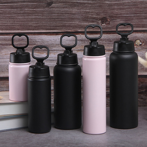 Portable vacuum sports outdoor insulation stainless steel water bottle vacuum flask with phone holder lids