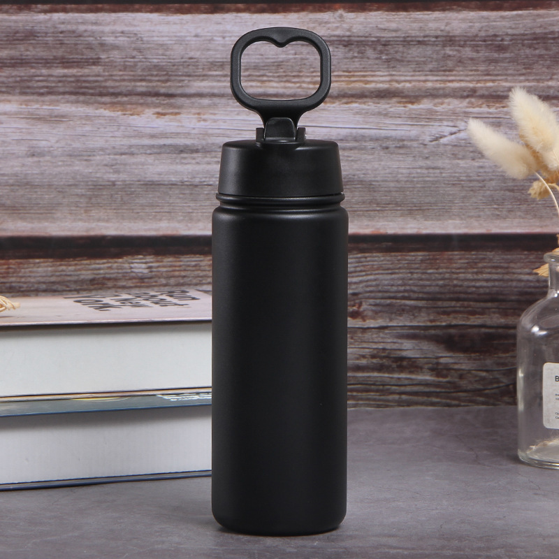 Portable vacuum sports outdoor insulation stainless steel water bottle vacuum flask with phone holder lids