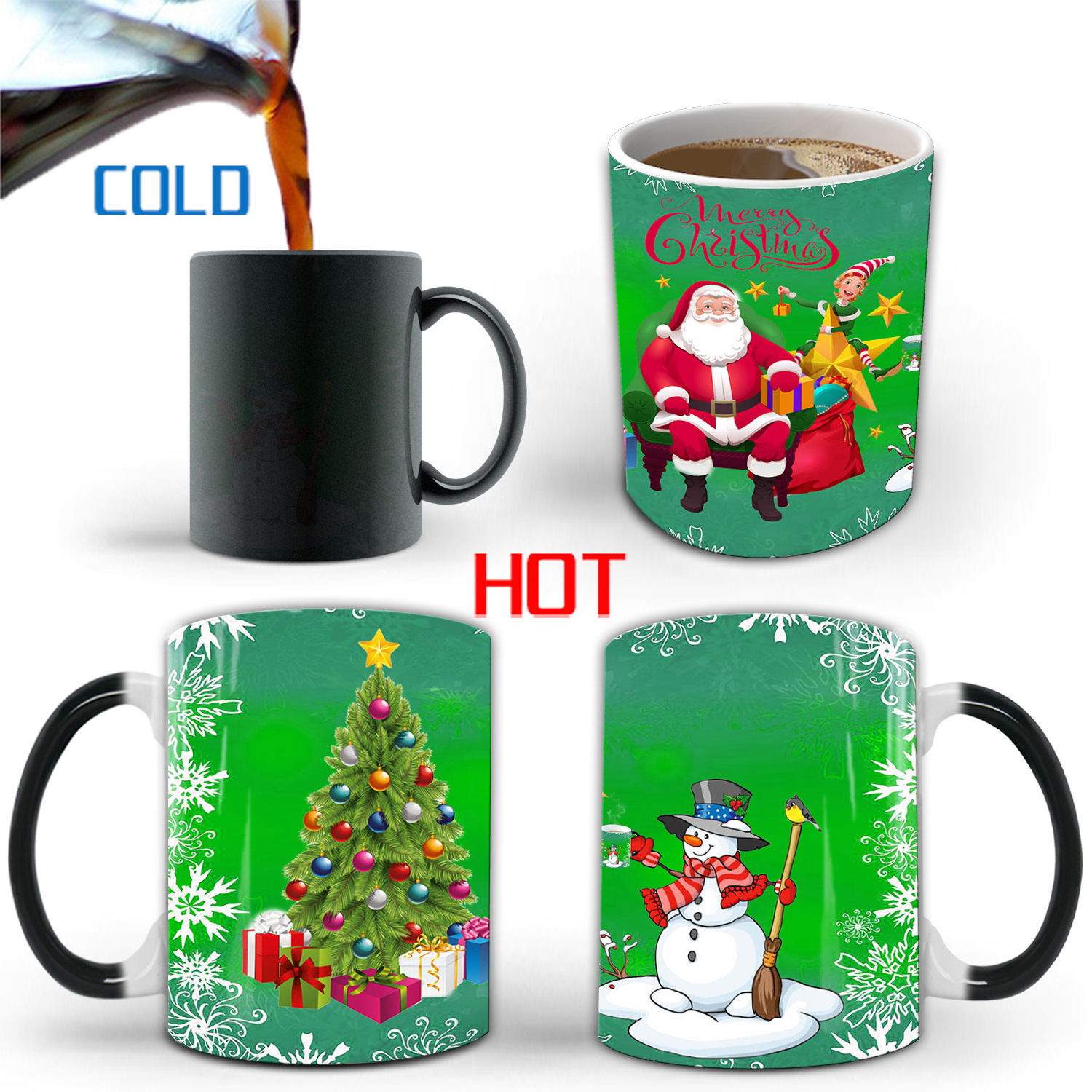 Christmas Gift Christmas tree Snowman Santa Claus Ceramic Color Change Mug