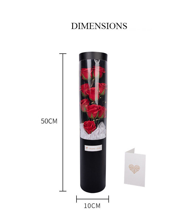 Artificial Soap Rose Flower Tube  Bouquet With Led String Lights Valentine's Day Lovers Gift Box