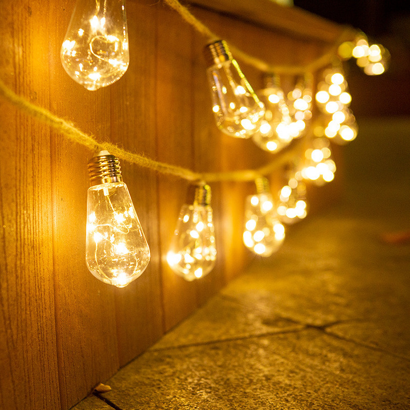 Hot Sale Waterproof Outdoor Use Battery Operated Led Edison Bulb Chain String Light Garden decoration Solar  Light