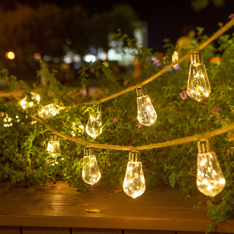 Hot Sale Waterproof Outdoor Use Battery Operated Led Edison Bulb Chain String Light Garden decoration Solar  Light