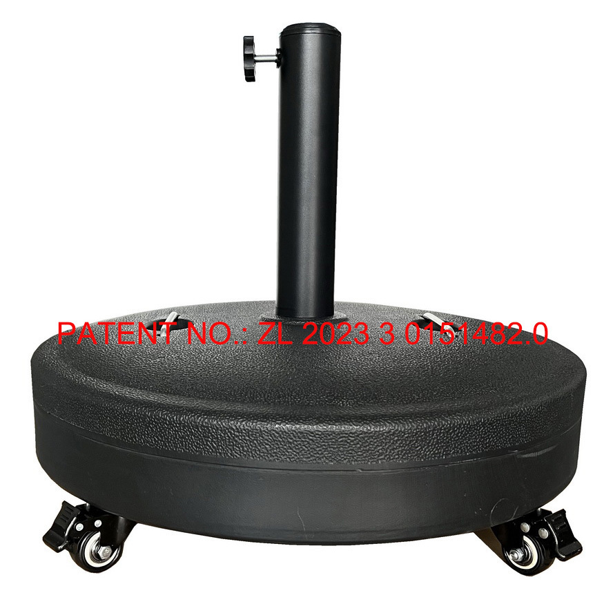 Cement Outdoor Plastic Patio Round Concrete Umbrella Base Stand for Patio with Wheels & handles