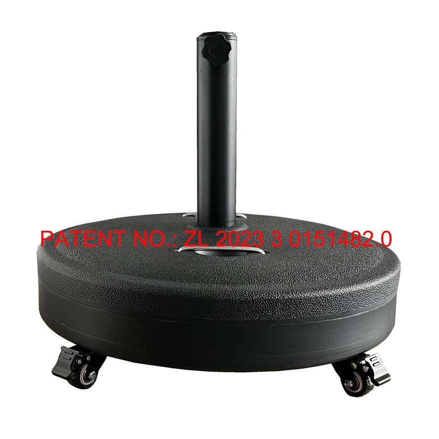 Cement Outdoor Plastic Patio Round Concrete Umbrella Base Stand for Patio with Wheels & handles