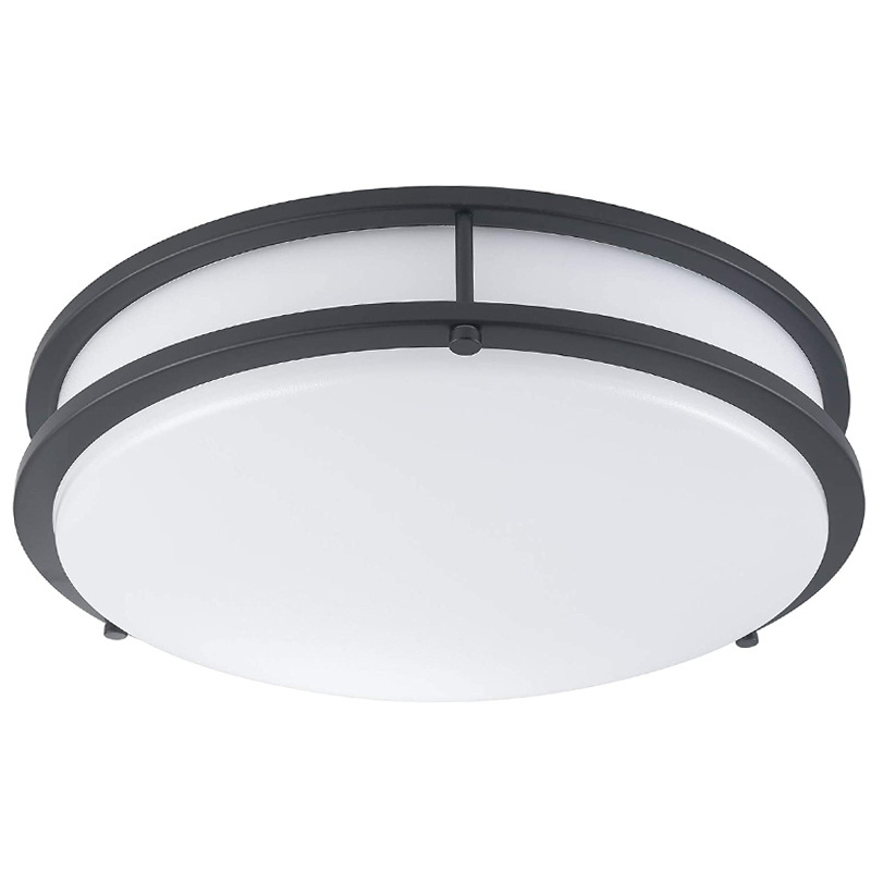 ETL CERTIFICATED 12 INCH ORB FINISHED  ETL FLUSH MOUNT DOUBLE RING DIMMABLE CEILING LIGHT FIXTURE FOR DAMP  LOCATION 5CCT