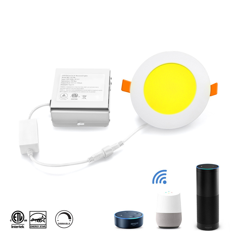 ETL 6 Inch LED RGB Smart Slim Recessed Downlight WiFi APP Control Changeable  White 2700K - 5000K  Canless Lighting