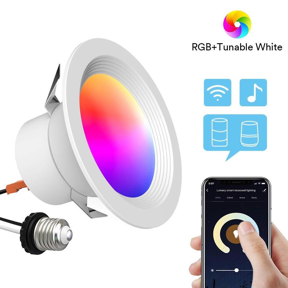 ETL RGB 6 Inch 10W Recessed Downlight Retrofit for 5 or 6 Inch Housing Wi-Fi LED Can Lights APP Control Compatible with Alexa