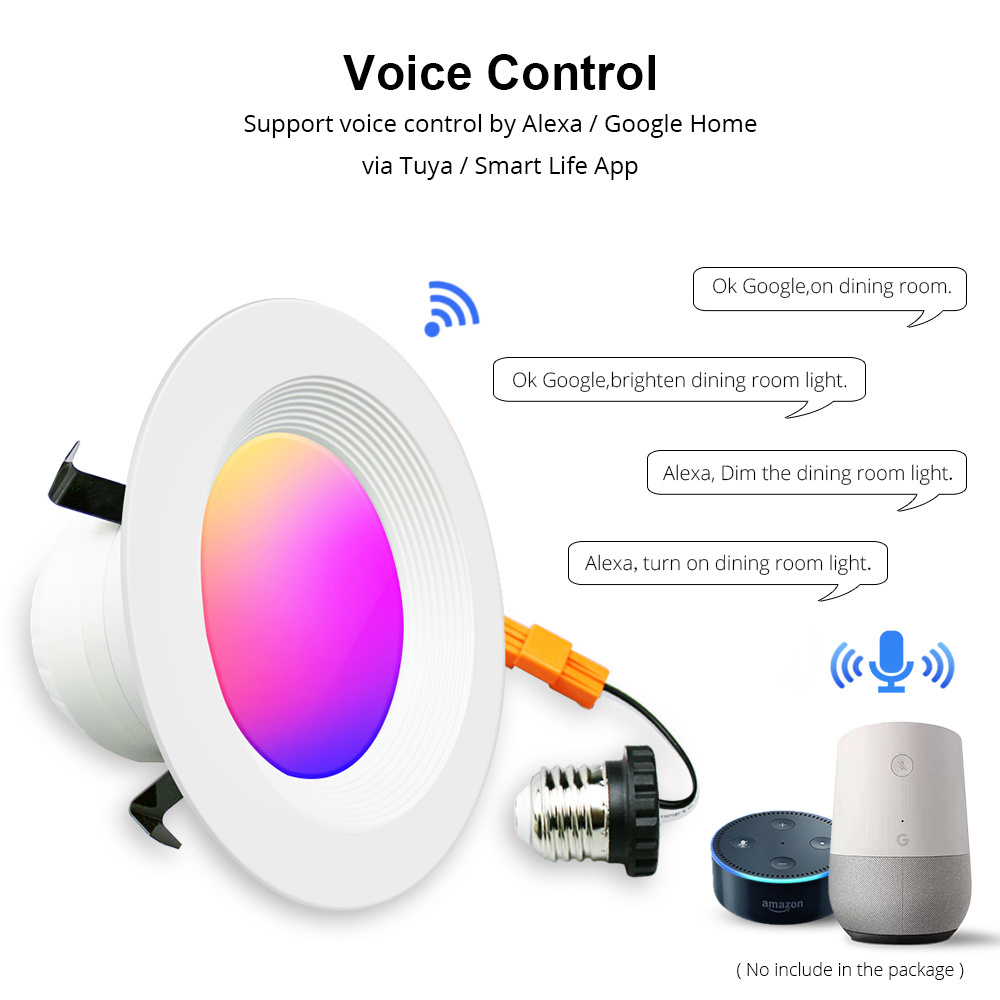 ETL RGB 4 Inch 10W Recessed Downlight Retrofit for 4 Inch Housing Wi-Fi LED Can Lights APP Control Compatible with Alexa