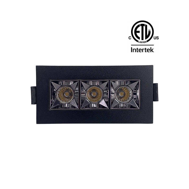 ETL mini louvre linear recessed downlight 3 Cell IC Rated 9 Watts 720VAC 400LM Damp Location square louvre led light