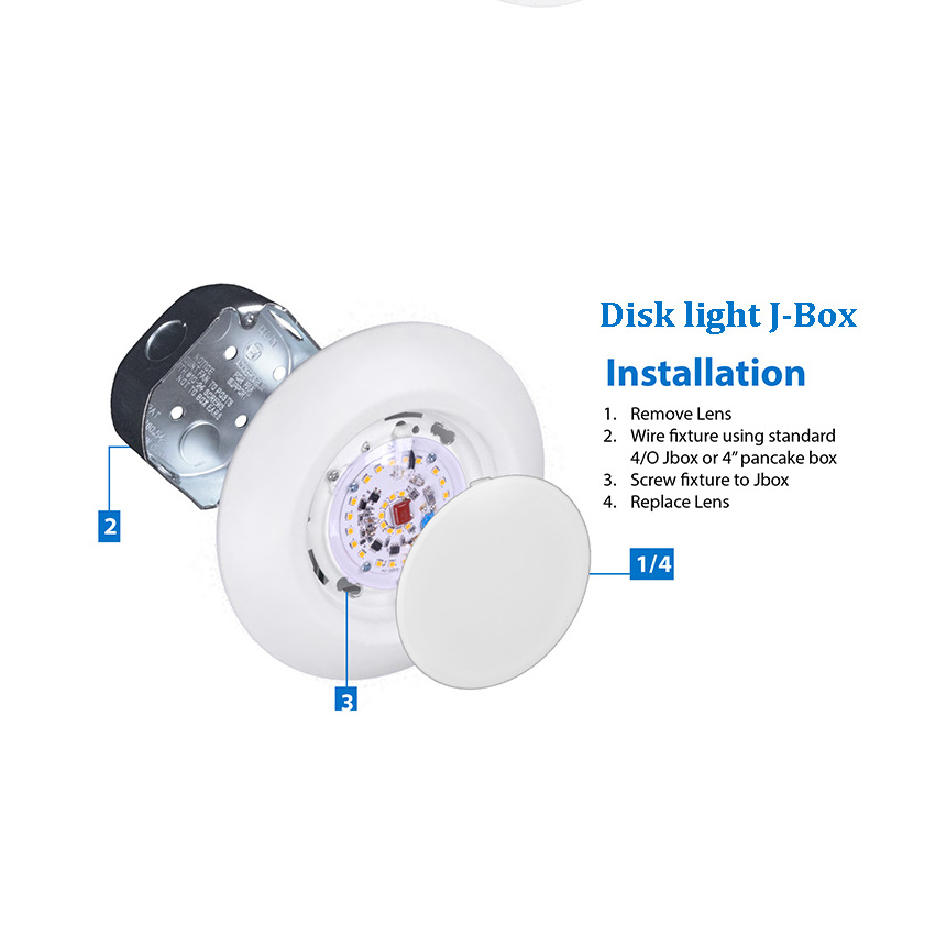 4 Inch LED Low Profile Recessed Disc/Disk light recessed close to  ceiling light wet location recessed light LOW MOQ