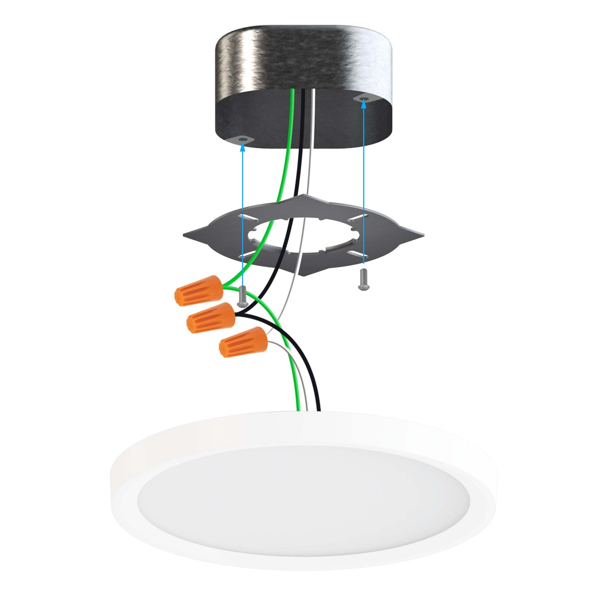 LED 7 Inch Field Selectable 5CCT Slimform LED Surface Mount Disc Light Flat Round Panel Ceiling Light Wet Rated ETL