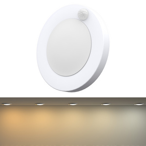 LED Motion Sensor Closet Disc Ceiling Light 4 Inch  Line Voltage Wired 5CCT Switchable ETL Wet Rated