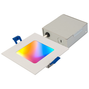 ETL 4" Square Slim Pot Canless Smart Recessed Light WiFi+Blue-tooth APP & Voice Control RGB Selectable White 2700K - 6000K