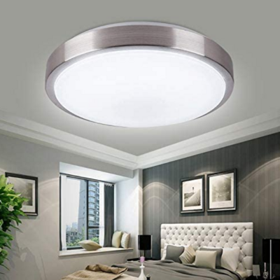 ETL Listed 5CCT LED Flush Mount Ceiling Light Brushed Nickel 11'' Damp Rated Thin Ceiling Light for Kitchen, Bedroom