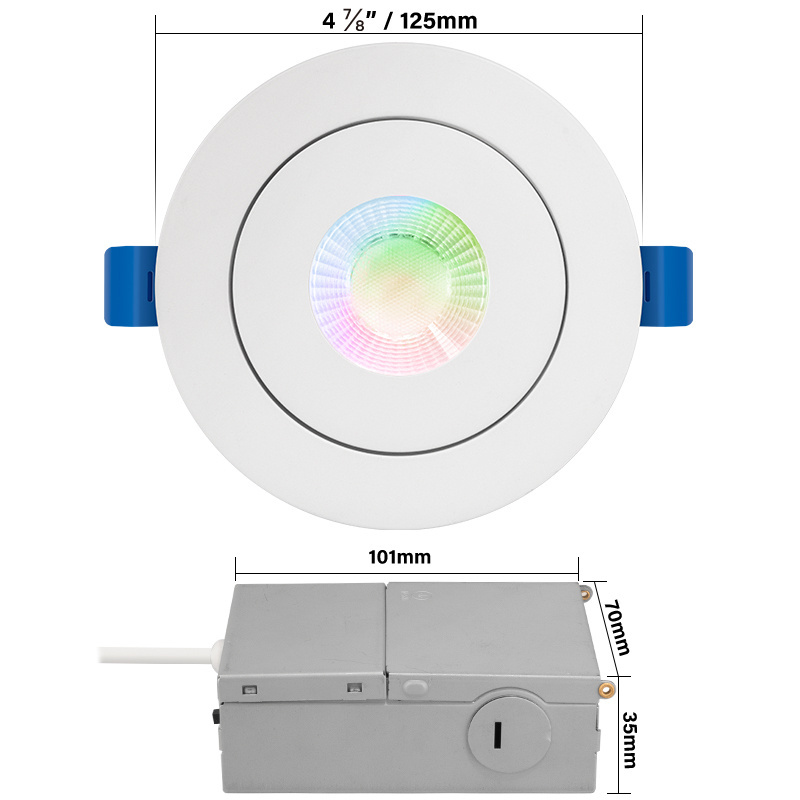 Best 4 Inch Adjustable Recessed WIFI and Tuya APP Smart Control LED Floating Gimbal Light with ETL