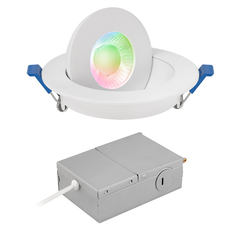 WiFi and APP Control 3.5inch Smart Gimbal Recessed LED Ceiling Light with 200K-6500K RGB for Wet Rated