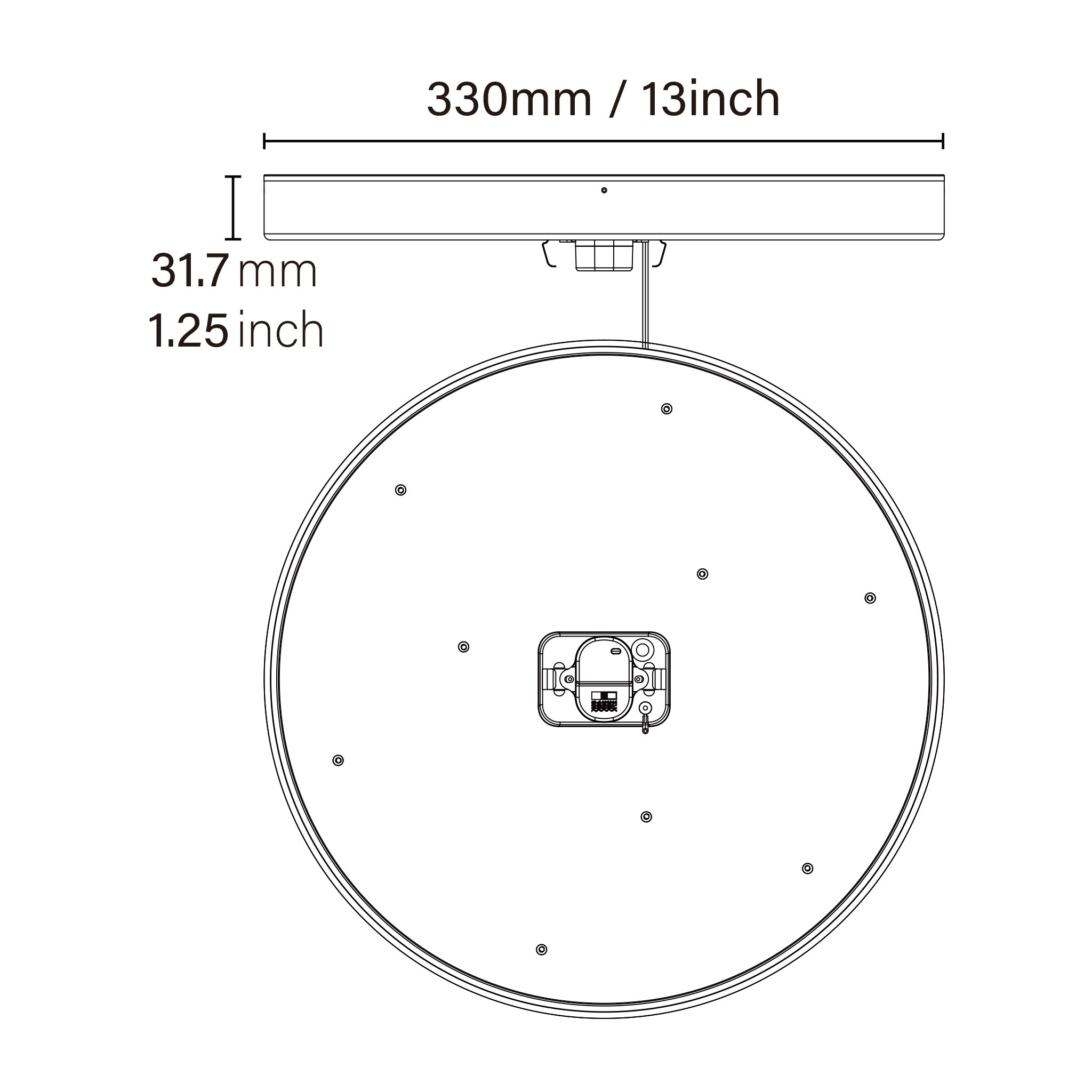 13 Inch 1650LM 25W Flush Mount LED Ceiling Light,5CCT Color Changing Dimmable Frameless Flush Mount Ceiling Light,Damp/Wet Rated